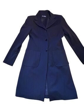 Bisou Bisou Long Black Single-Breasted Blazer/Coat